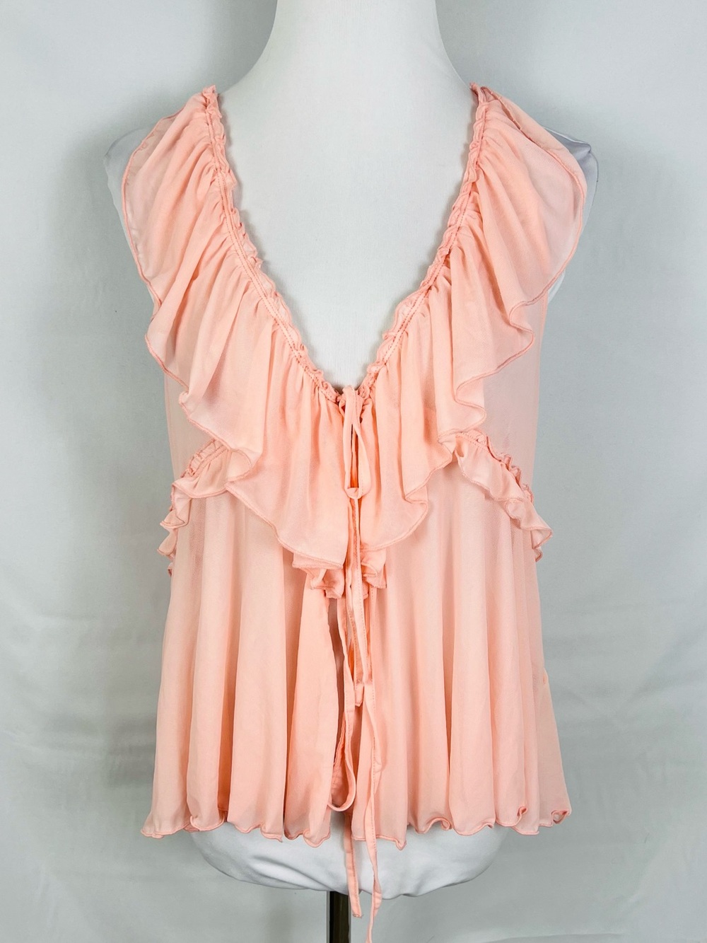 Free People Peach Ruffled V-Neck Camisole